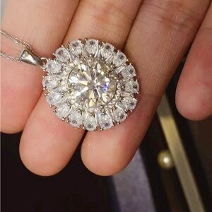 BOUTIQUE 5 Carat Moissanite Platinum-Plated 925 Sterling Silver Necklace